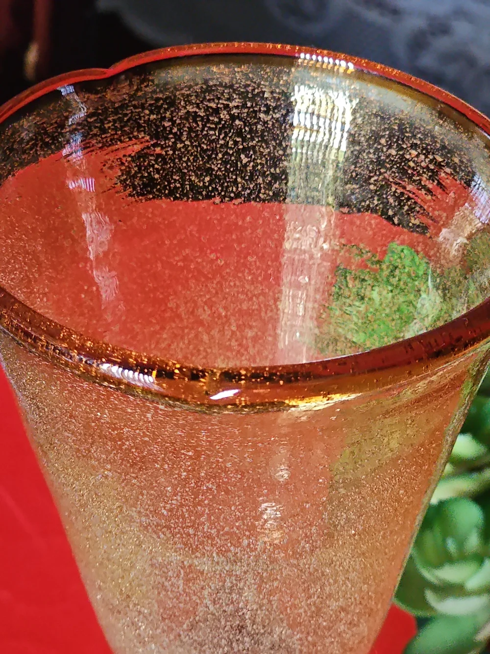Artland Glass Amber With Bubbles Goblets with Clear Stems - Set of 2